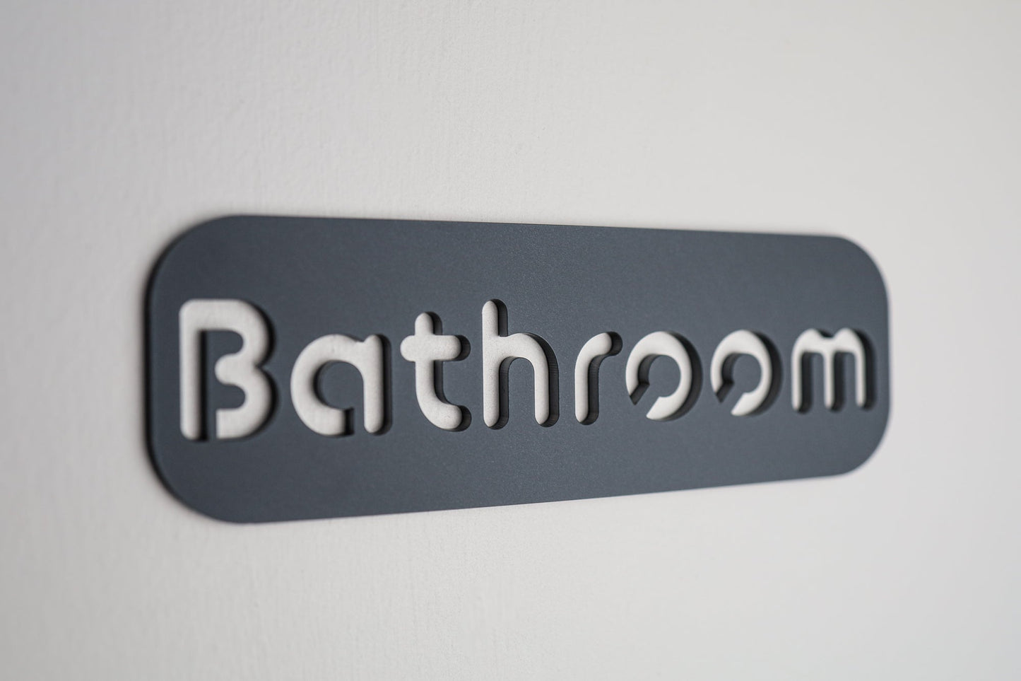 Minimalist Grey Bathroom Sign - Waterproof Stone Texture Acrylic