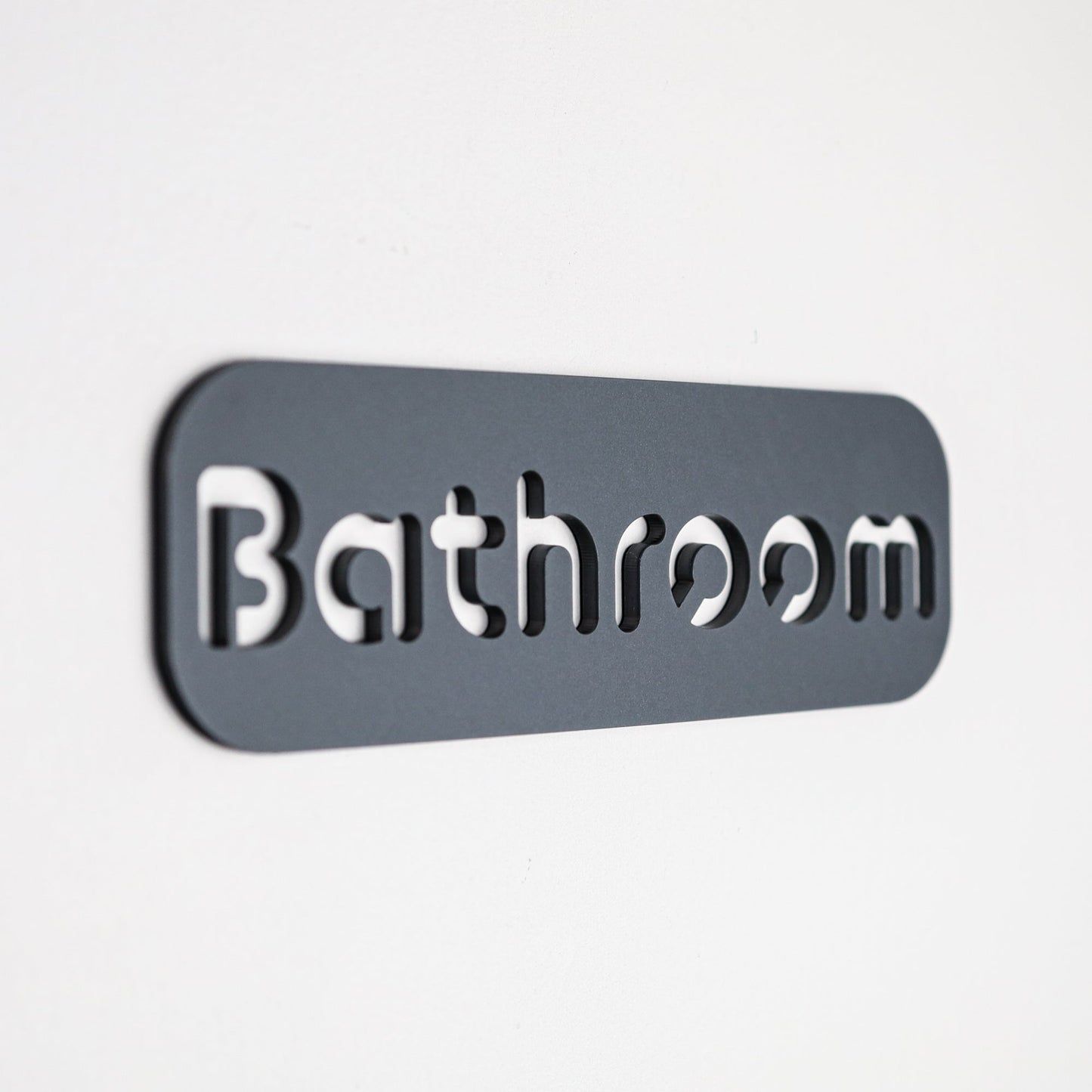 Minimalist Grey Bathroom Sign - Waterproof Stone Texture Acrylic