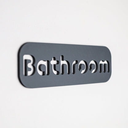 Minimalist Grey Bathroom Sign - Waterproof Stone Texture Acrylic
