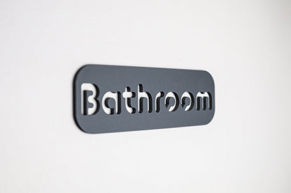 Minimalist Grey Bathroom Sign - Waterproof Stone Texture Acrylic