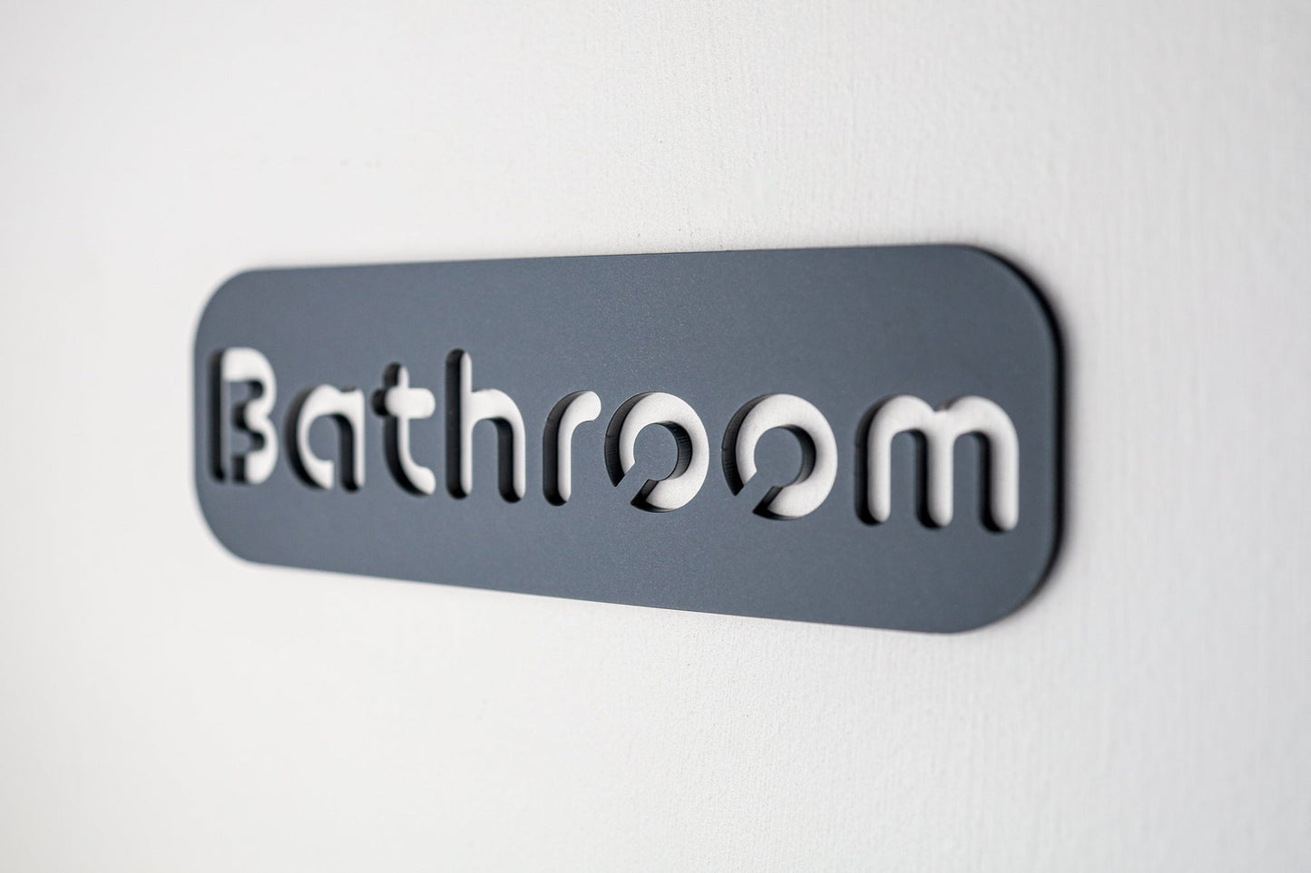 Minimalist Grey Bathroom Sign - Waterproof Stone Texture Acrylic