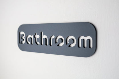 Minimalist Grey Bathroom Sign - Waterproof Stone Texture Acrylic