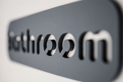 Minimalist Grey Bathroom Sign - Waterproof Stone Texture Acrylic