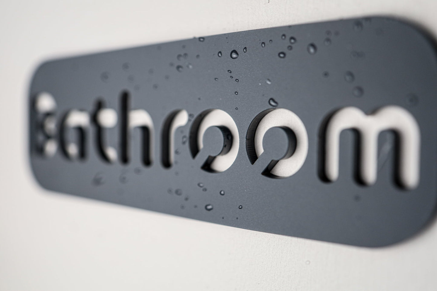 Minimalist Grey Bathroom Sign - Waterproof Stone Texture Acrylic