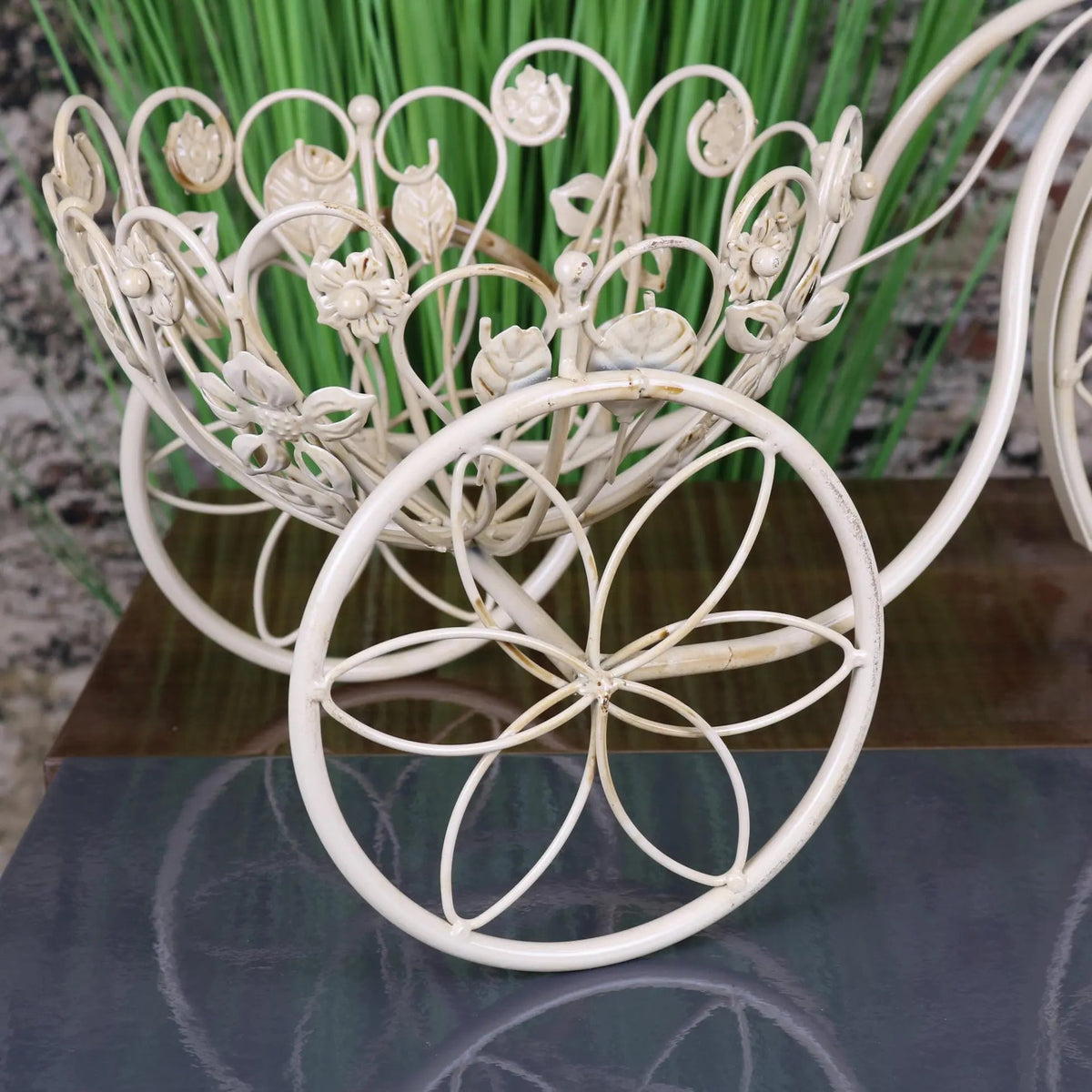 Vintage White Metal Bike Planter
