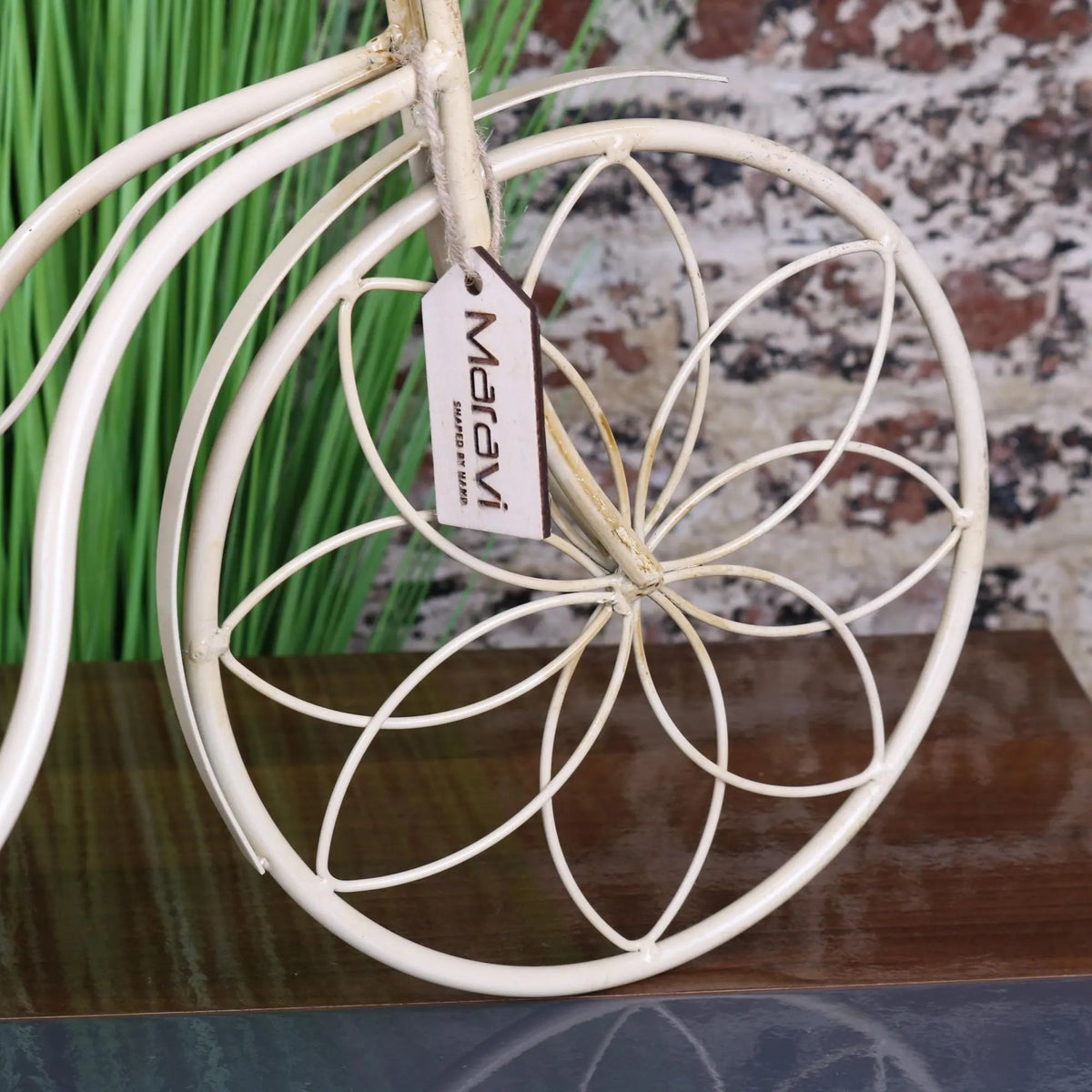 Vintage White Metal Bike Planter