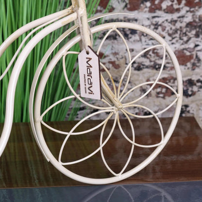Vintage White Metal Bike Planter