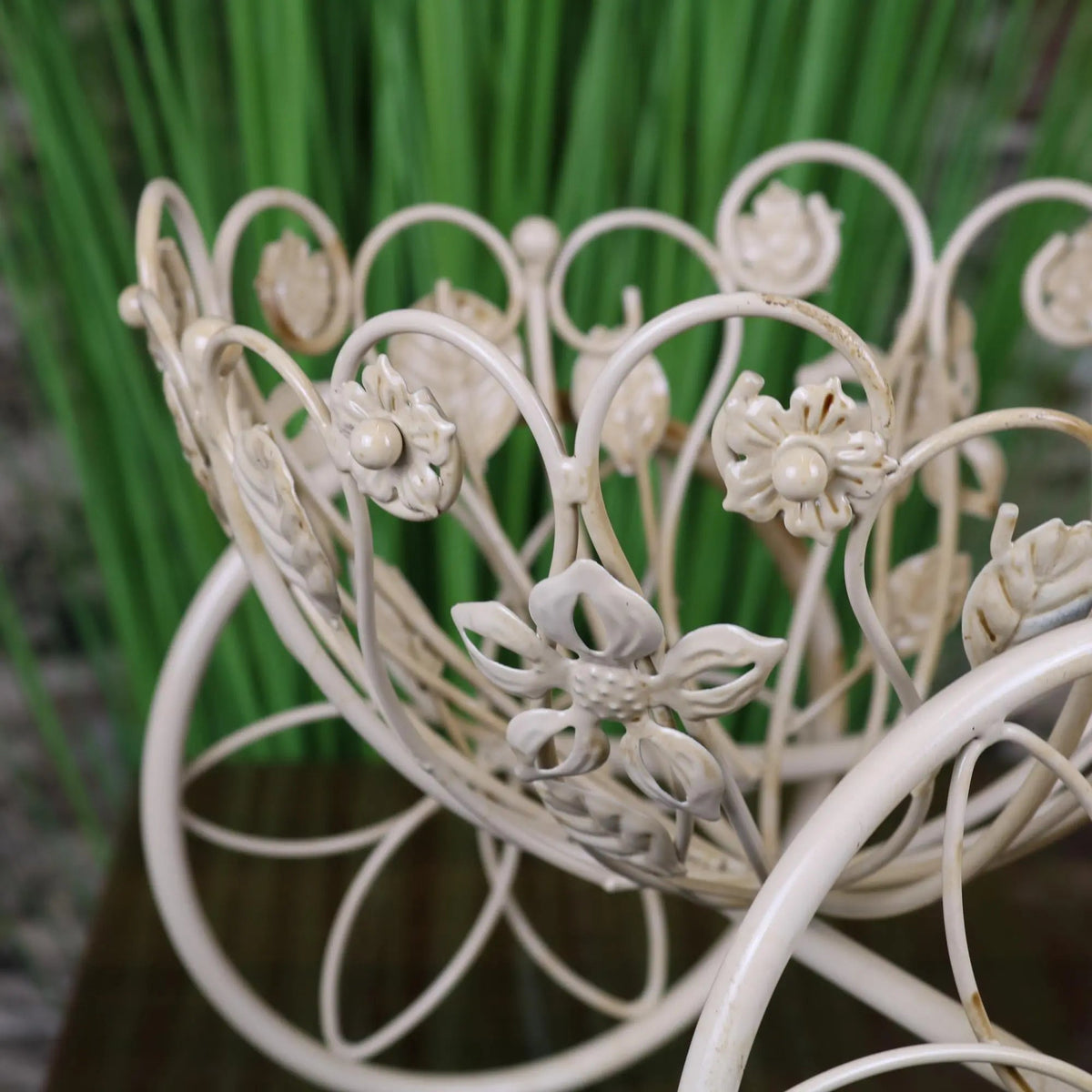 Vintage White Metal Bike Planter