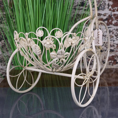 Vintage White Metal Bike Planter