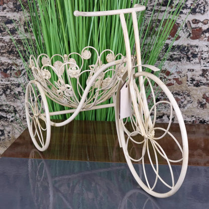 Vintage White Metal Bike Planter