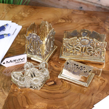 Newsa Brass Sunflower Desk Accessories, 4 Styles