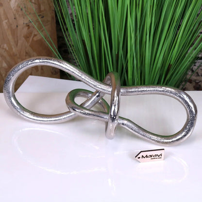 Armo Distressed Silver Aluminium Knot Sculpture 38 cm