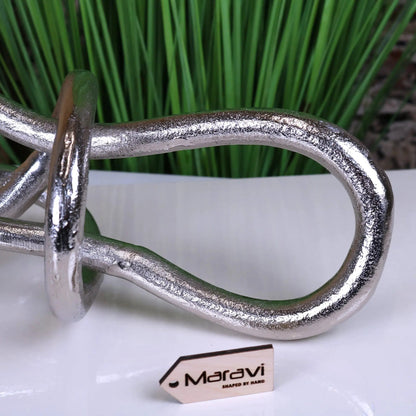 Armo Distressed Silver Aluminium Knot Sculpture 38 cm