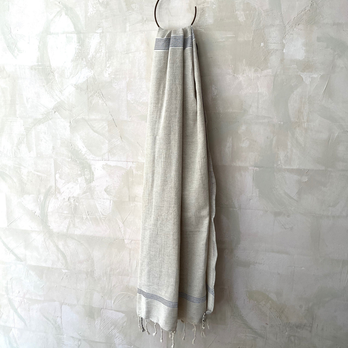 Dormitory Cassis Natural Linen-Cotton Fringed Fouta Towel, Hand & Bath Sizes