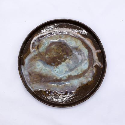 23 cm Tidepool Smoked Grey Large Stoneware Handmade Ceramic Dinner Plate