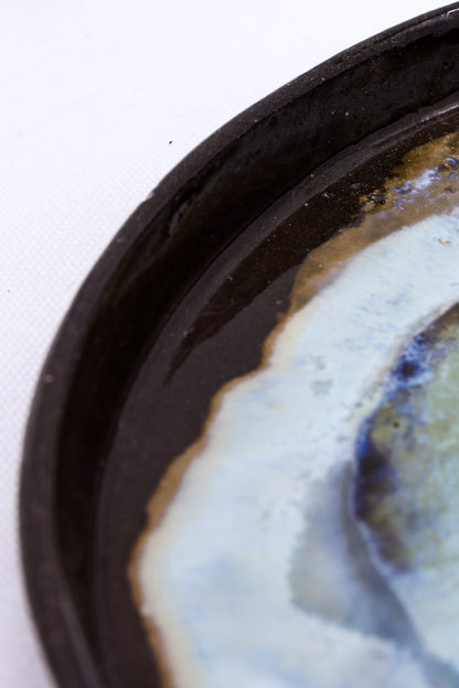 23 cm Coralight Smoked Grey Large Stoneware Handmade Ceramic Dinner Plate