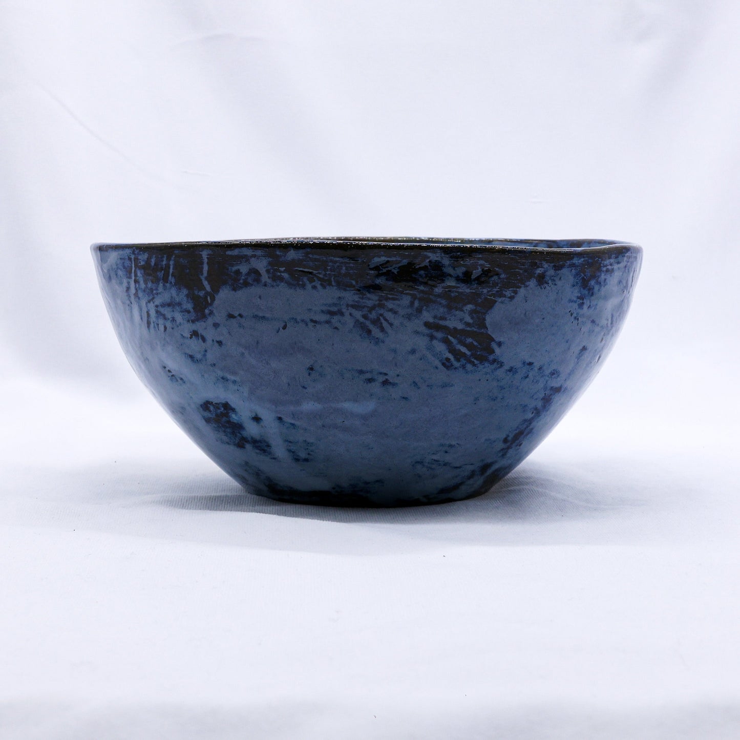 Small Smoked Grey Tidal Blue Wash Handmade Ceramic Stoneware Dinner Bowl