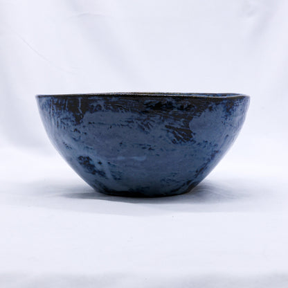 Small Smoked Grey Tidal Blue Wash Handmade Ceramic Stoneware Dinner Bowl