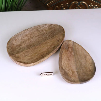 Jarita Mango Wood Oval Serving Dishes, Set of 2