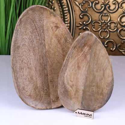 Jarita Mango Wood Oval Serving Dishes, Set of 2