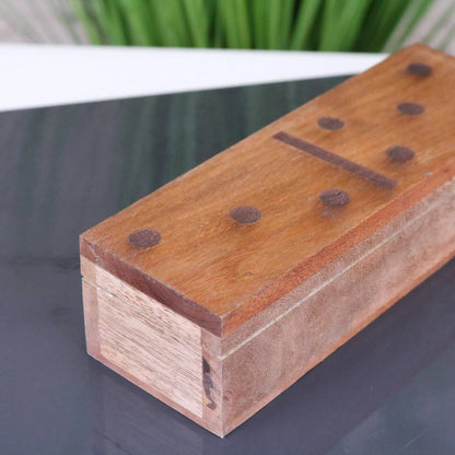 Jeyra Mango Wood Dominoes Set in Domino-Shaped Box