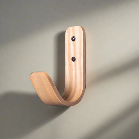 Ash Wall Hooks | Curved Wooden Coat Hooks | Heavy Duty | Handcrafted in UK