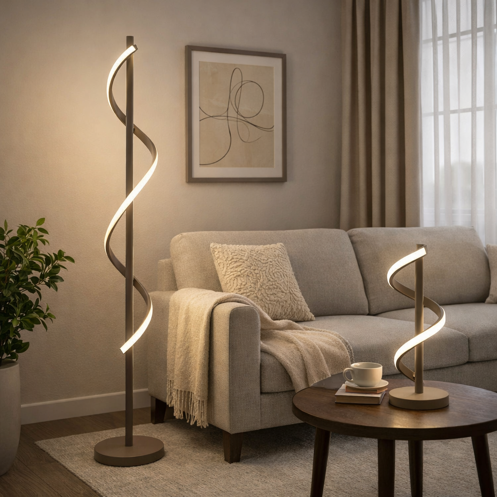 Pagazzi Juno LED Spiral Floor Lamp Putty 135 cm