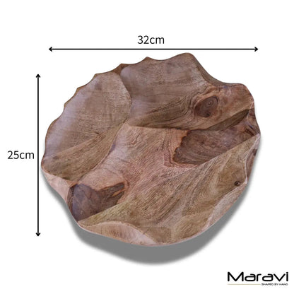 Kavira Mango Wood Divided Serving Dish, 3 Sections