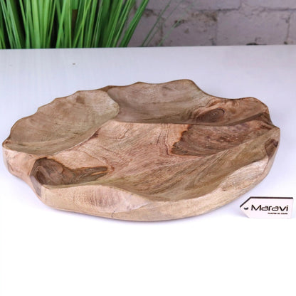 Kavira Mango Wood Divided Serving Dish, 3 Sections