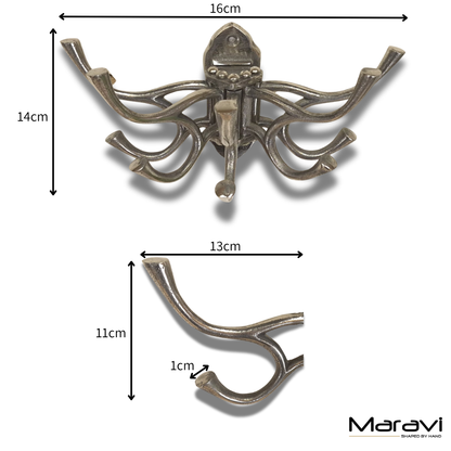 Kesda 5-Way Swivel Captain's Hooks in Vintage Aluminium