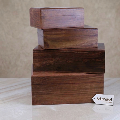 Khalka Plain Sheesham Wood Storage Box, 3 Sizes