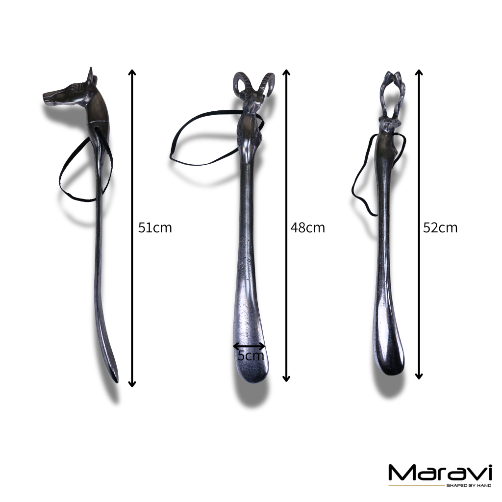 Khosa Antique-Style Aluminium Shoe Horn with Animal Head, 4 Designs