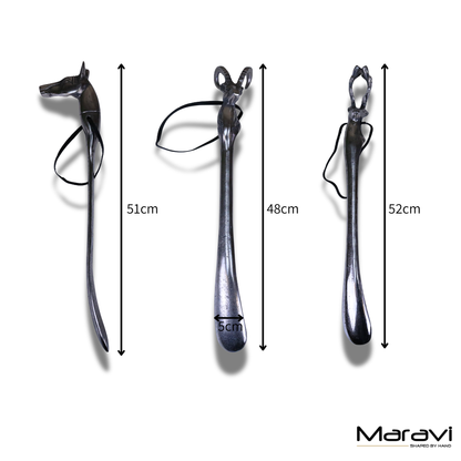 Khosa Antique-Style Aluminium Shoe Horn with Animal Head, 4 Designs