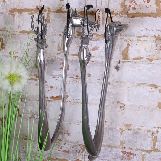 Khosa Antique-Style Aluminium Shoe Horn with Animal Head, 4 Designs