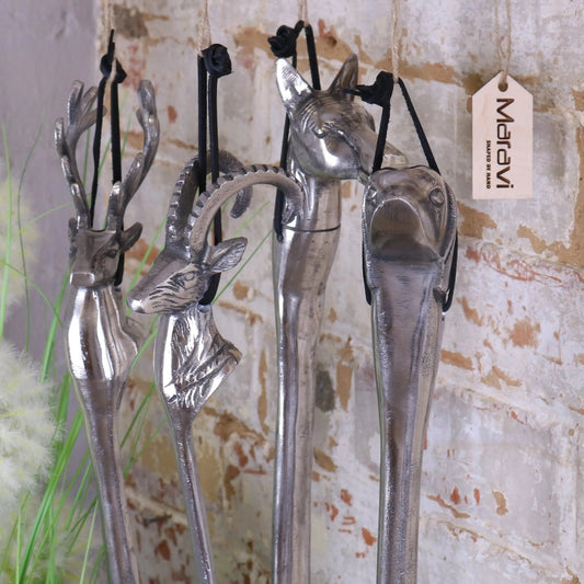 Khosa Antique-Style Aluminium Shoe Horn with Animal Head, 4 Designs