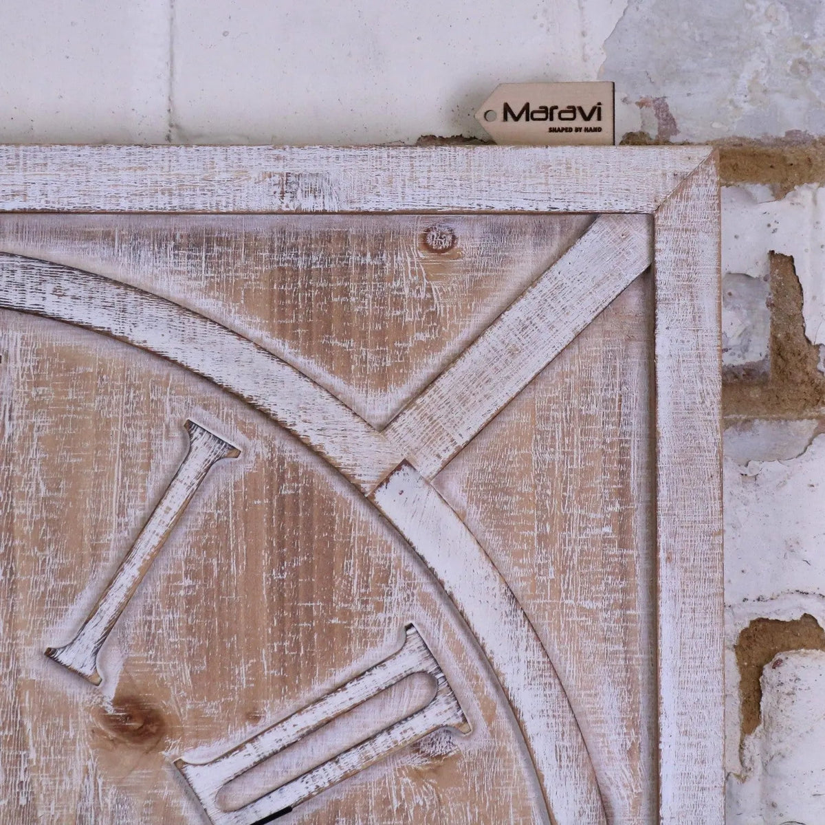 Large Square Wooden Wall Clock 60 cm, Distressed White or Grey
