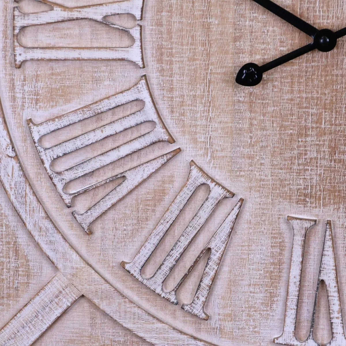 Large Square Wooden Wall Clock 60 cm, Distressed White or Grey