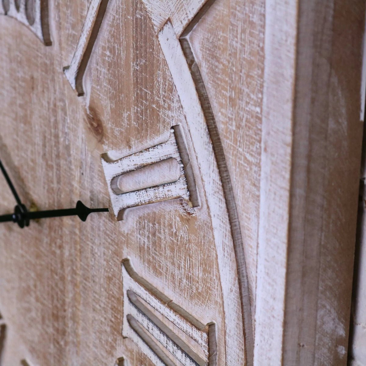 Large Square Wooden Wall Clock 60 cm, Distressed White or Grey
