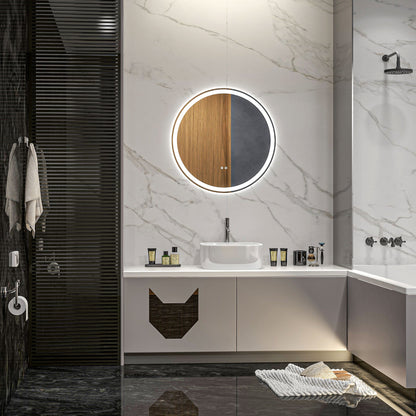 🪞 Kleankin Round LED Bathroom Mirror ✨ Illuminated Wall Mount