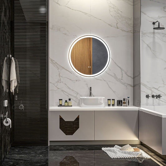 🪞 Kleankin Round LED Bathroom Mirror ✨ Illuminated Wall Mount
