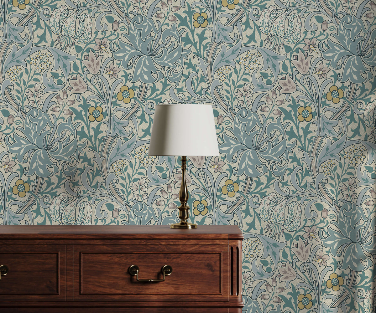 Bobbi Beck Lily Arts and Crafts Floral Wallpaper