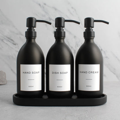 Namie Black Tray & Matte Black Dispenser Triple Set