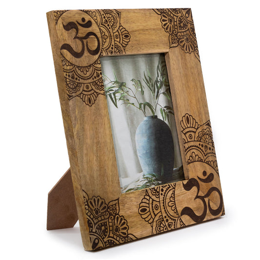 Large Black Ohm Mandala Mango Wood Photo Frame 13x18cm