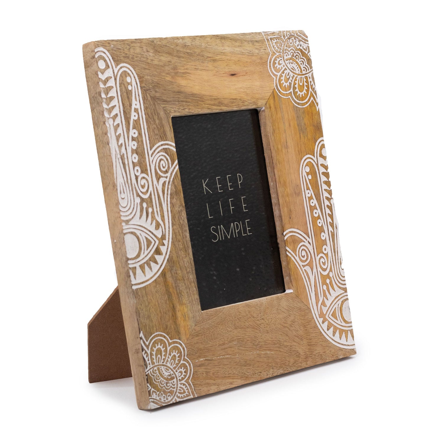 Medium White Hamsa Mango Wood Photo Frame 10x15cm