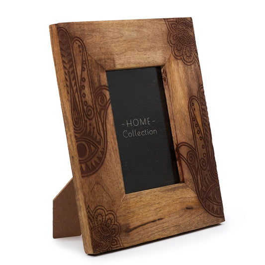 Medium Black Hamsa Mango Wood Photo Frame 10x15cm