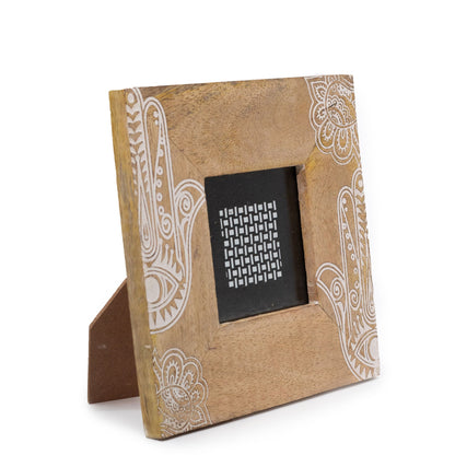 Small White Hamsa Mango Wood Photo Frame 10x10cm