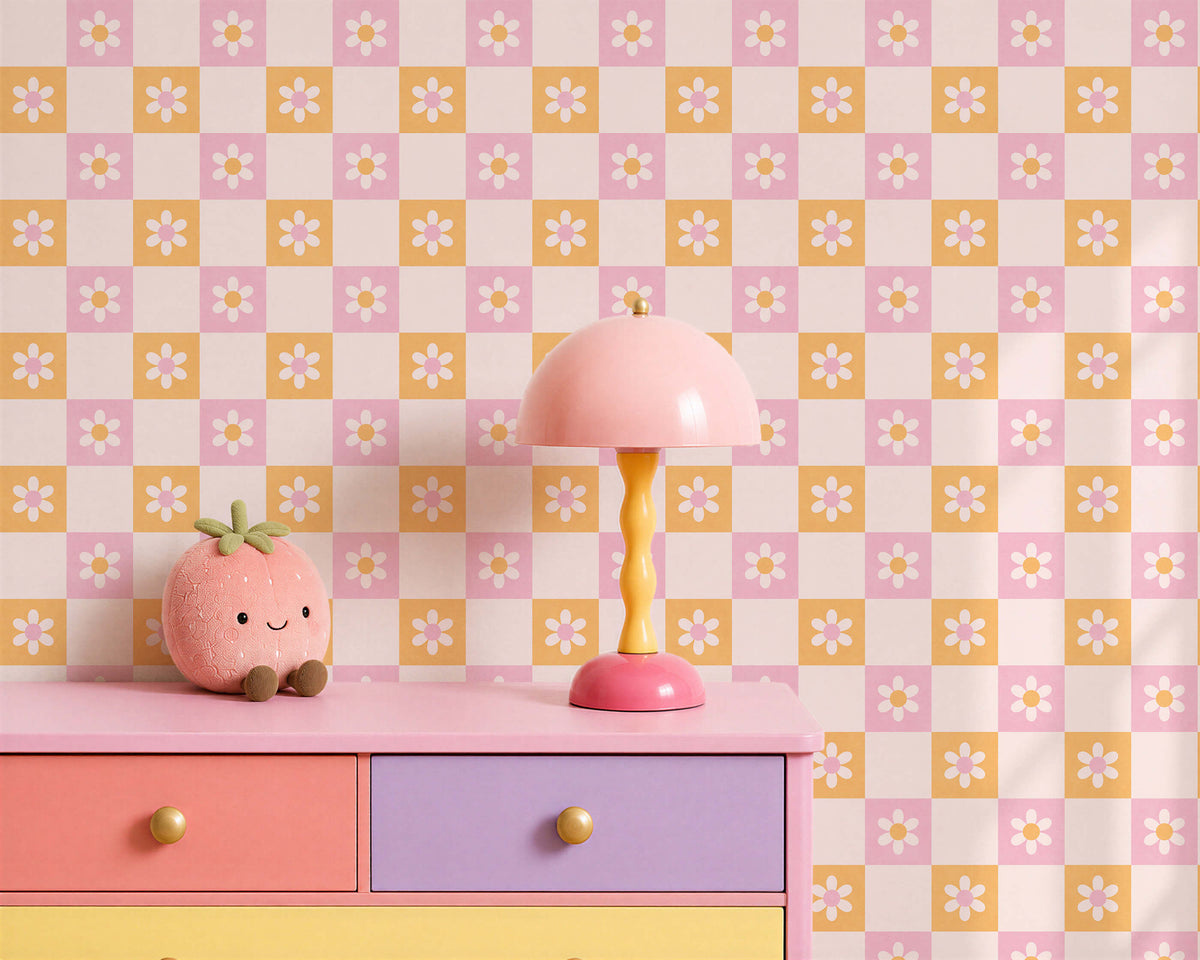 Bobbi Beck Mabel Daisy Check Wallpaper
