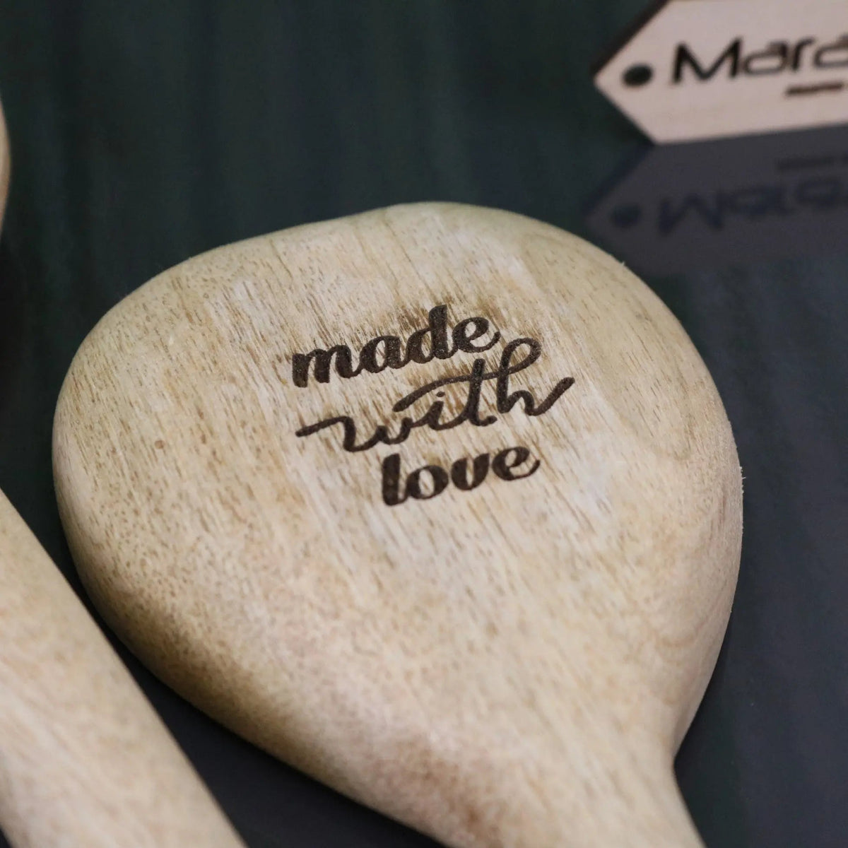 Marula Mango Wood Heart Spoons, Set of 2