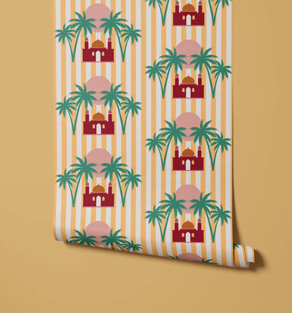 Bobbi Beck Mirage Palm Palace Stripe Wallpaper