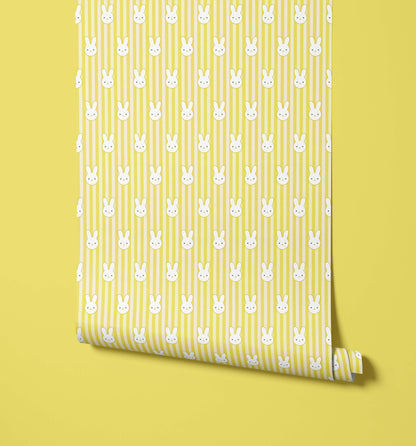 Bobbi Beck Mochi Bunny Stripe Wallpaper